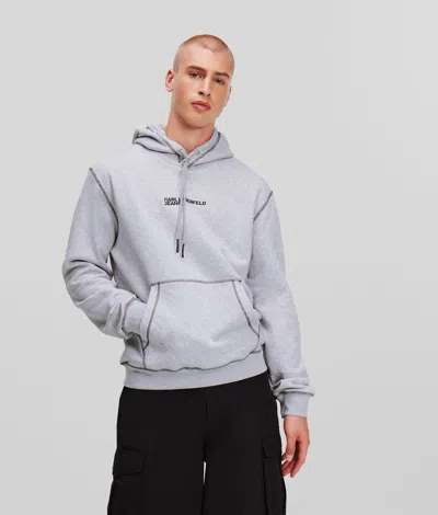 Kl Jeans Contrast Stitch Hoodie In Gray