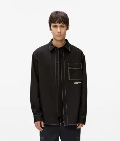 Kl Jeans Contrast Stitch Shirt In Black