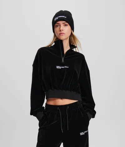 Kl Jeans Corduroy Half-zip Sweatshirt In Black