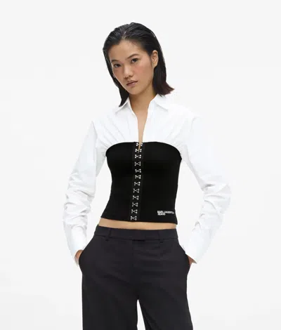 Kl Jeans Corset Detail Poplin Shirt In Multi
