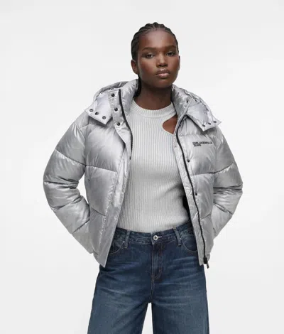 Kl Jeans Cropped Shiny Puffer Jacket