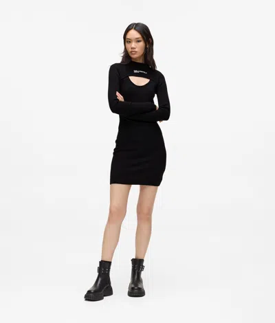 Kl Jeans Cut Out Knit Dress In Black