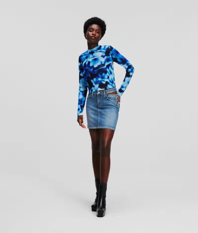 Kl Jeans Cut-out Waist Mini Skirt