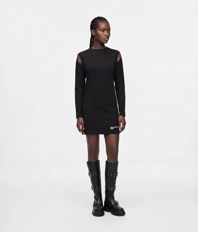 Kl Jeans Cut-out Jersey Dress In Black