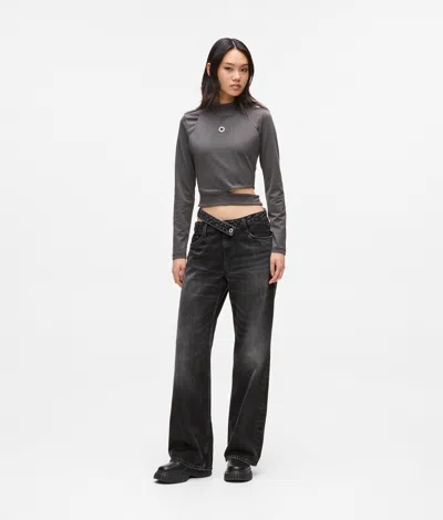 Kl Jeans Cutout Waist Relaxed Jeans In Brown