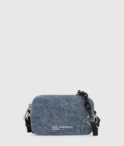 Kl Jeans Denim Chain Camera Bag In Blue