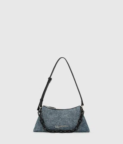 Kl Jeans Denim Chain Shoulder Bag In Blue