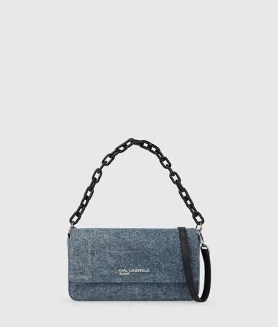 Kl Jeans Denim Chain Top Handle Bag In Blue