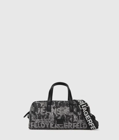 Kl Jeans Denim Graphic Print Bowling Bag In Black