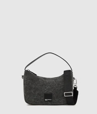 Kl Jeans Denim Mini Hobo Bag In Black