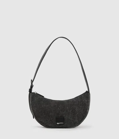 Kl Jeans Denim Moon Shoulder Bag In Black