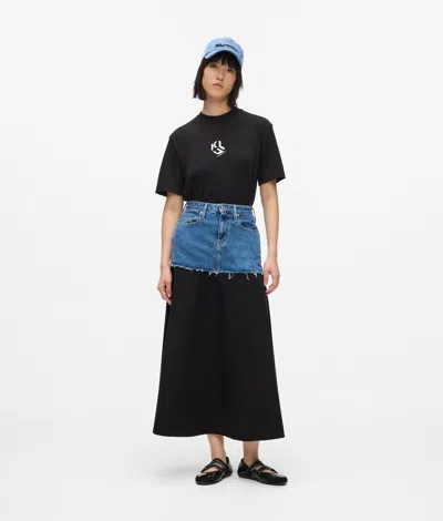 Kl Jeans Denim Panel Maxi Skirt