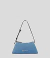 Kl Jeans Denim-schultertasche Mit Logo Aus Metall In Blue