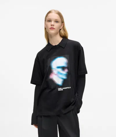 Kl Jeans Digitized Karl T-shirt In Black