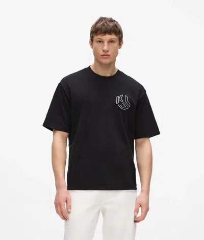 Kl Jeans Distressed Monogram Boxy T-shirt In Black