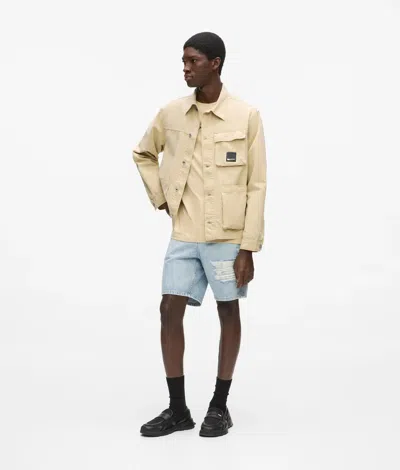 Kl Jeans Distressed Relaxed Denim Shorts