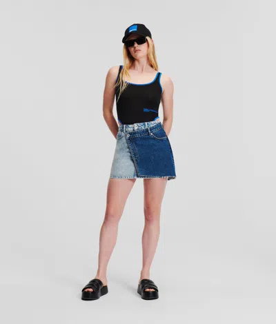 Kl Jeans Double-layer Mini Skirt In Blue