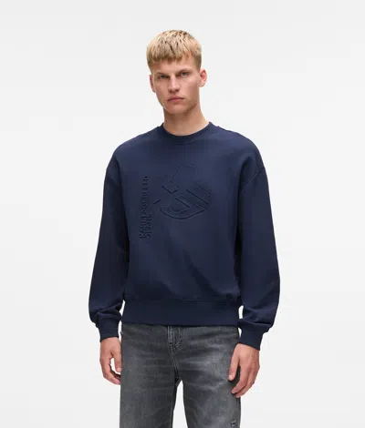 Kl Jeans Embossed Monogram Sweatshirt In Blue
