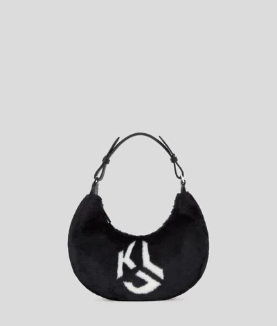 Kl Jeans Faux-fur Half-moon Shoulder Bag