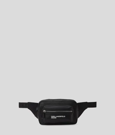 Kl Jeans Faux-leather Belt Bag In Black