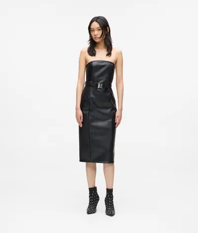Kl Jeans Faux-leather Dress In Black