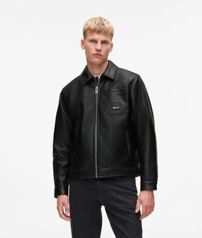 Kl Jeans Faux-leather Jacket In Black