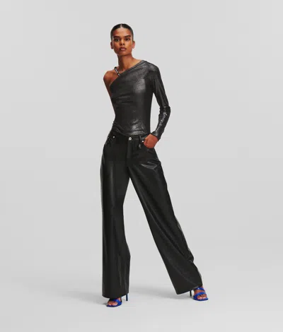 Kl Jeans Faux-leather Trousers In Black