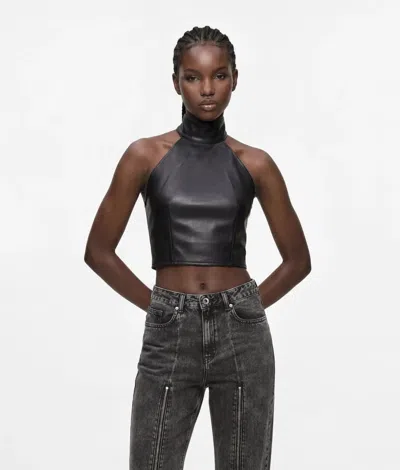 Kl Jeans Faux-leather Halterneck Top