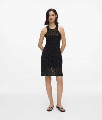 Kl Jeans Floral Mesh Tank Dress In Black