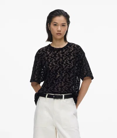 Kl Jeans Floral Mesh T-shirt In Black