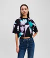 Kl Jeans Floral-print Cropped T-shirt In Multi