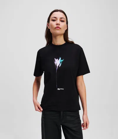 Kl Jeans Floral-print T-shirt In Black