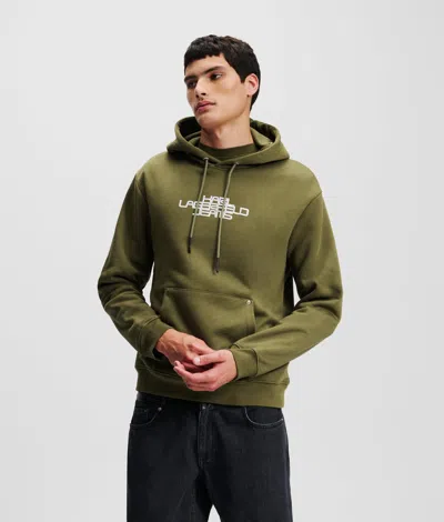 Kl Jeans Foil Logo Hoodie In Green