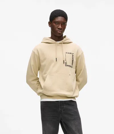 Kl Jeans Frame Logo Hoodie In Sand