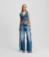 Kl Jeans Fringed Relaxed Jeans In Blue