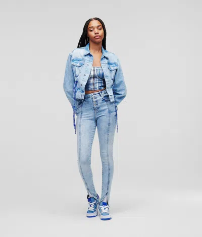 Kl Jeans Front Seam Skinny Jeans With Split Hem