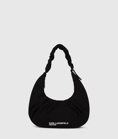 Kl Jeans Gathered Hobo Bag In Black