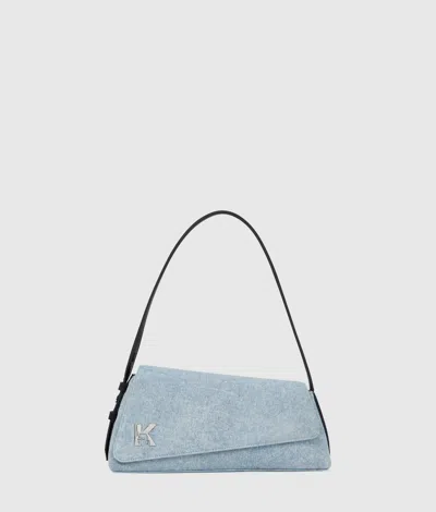 Kl Jeans Geo Denim Flap Bag In Blue