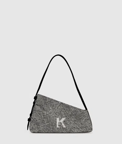 Kl Jeans Geo Denim Shoulder Bag In Black