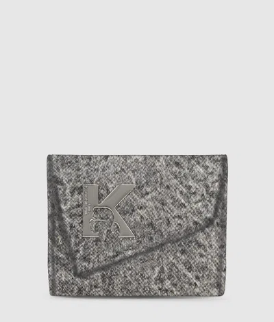 Kl Jeans Geo Denim Wallet In Black