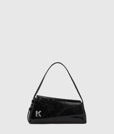 Kl Jeans Geo High-shine Flap Bag In Black