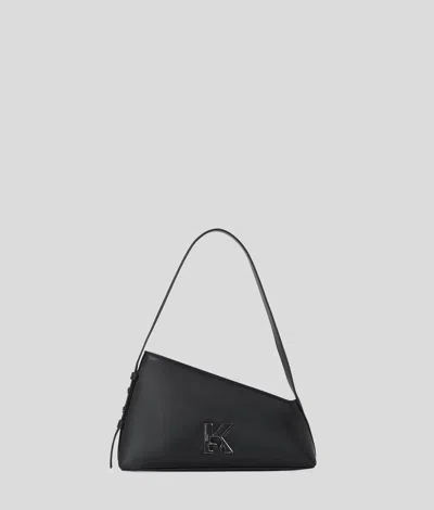 Kl Jeans Geo Leather Shoulder Bag In Black
