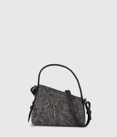 Kl Jeans Geo Mini Denim Crossbody Bag In Black