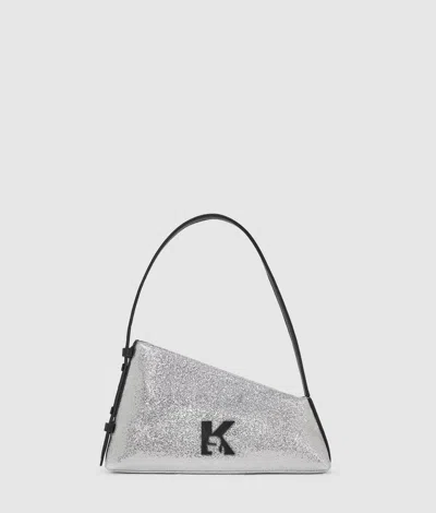 Kl Jeans Geo Shiny Shoulder Bag In Silver
