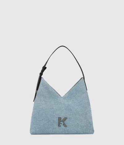 Kl Jeans Geo Small Denim Tote Bag In Blue
