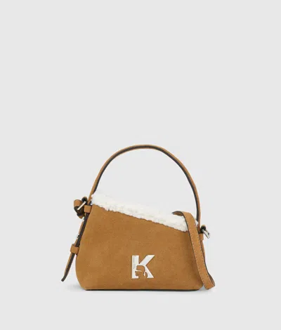 Kl Jeans Geo Suede Mini Crossbody Bag In Marron