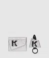 Kl Jeans Geo Wallet And Keychain Gift Set In Silver