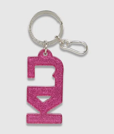 Kl Jeans Glitter Keychain In Purple