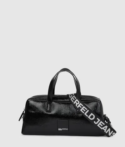Kl Jeans Glossy Bowling Bag In Black