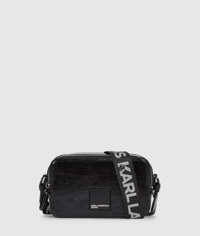Kl Jeans Glossy Camera Bag In Black